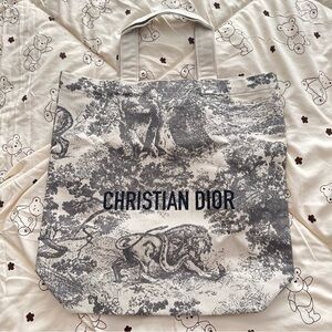 Dior Gray and White Tote Bag